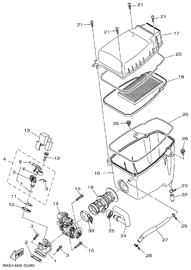 Yamaha YFZ155 ADMISION parts diagram