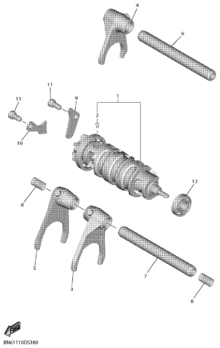 Yamaha YZF600 SHIFT CAM & FORK parts diagram