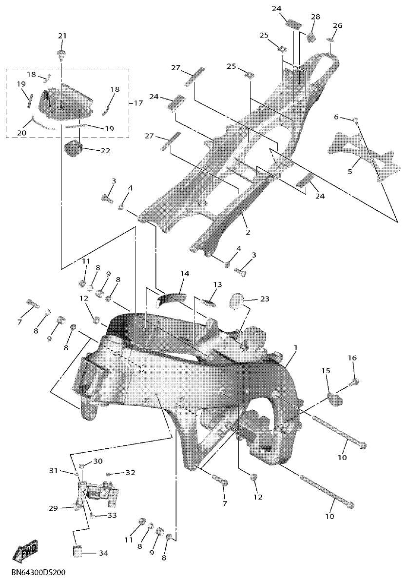Yamaha YZF600 FRAME parts diagram
