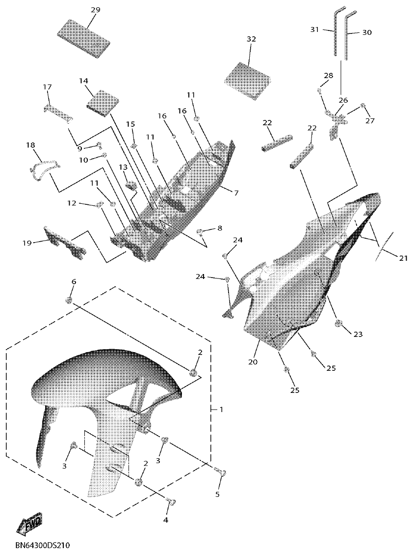 Yamaha YZF600 FENDER parts diagram