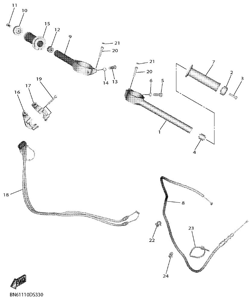 FIG. 33 — STEERING HANDLE & CABLE
