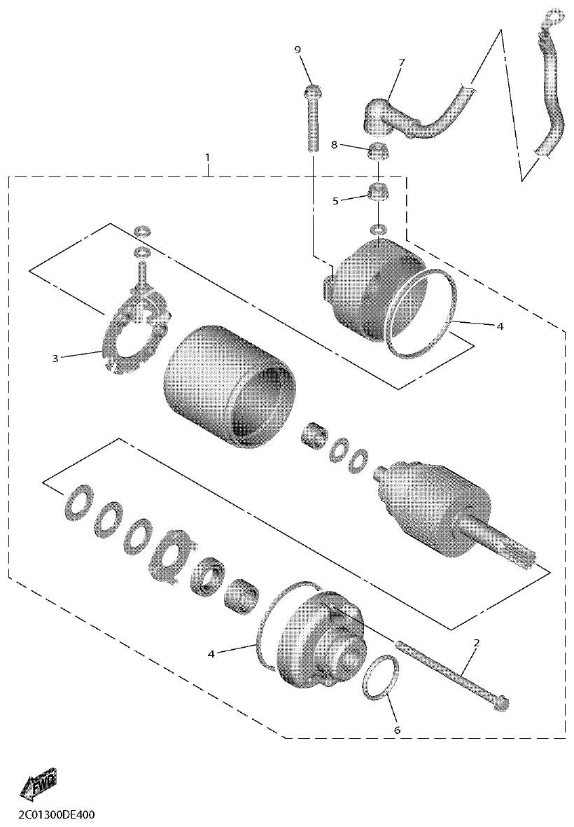 Yamaha YZF600 STARTING MOTOR parts diagram