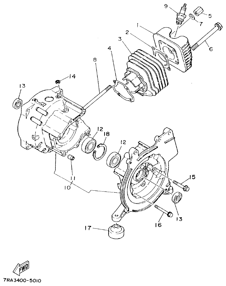 Yamaha ET6 CYLINDER parts diagram