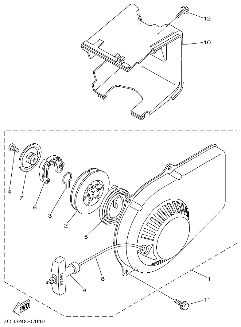 Yamaha ET6 AIR SHROUD & STARTER parts diagram