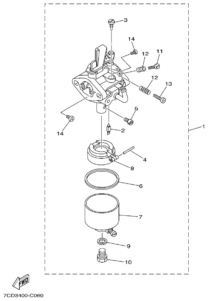 Yamaha ET6 CARBURETOR parts diagram