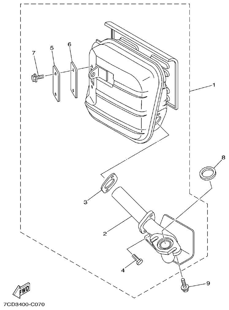Yamaha ET6 EXHAUST parts diagram