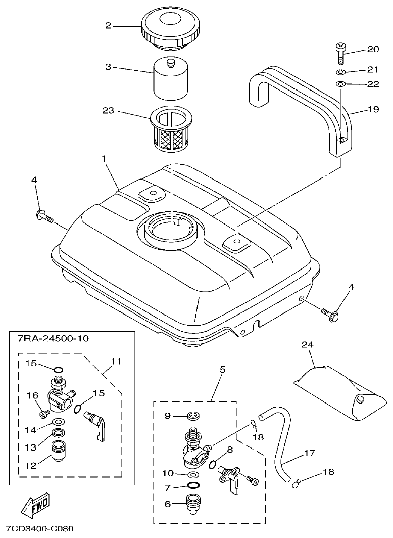 Yamaha ET6 FUEL TANK parts diagram