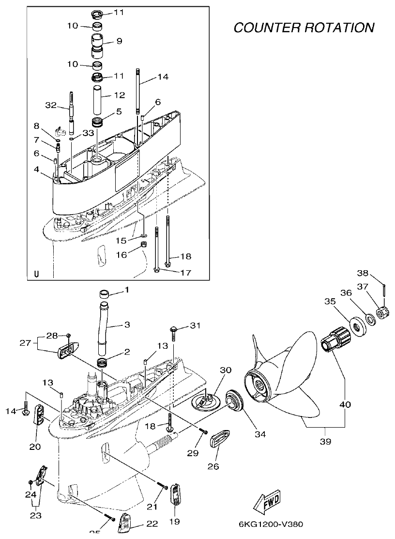 Yamaha F300GET, FL300GET LOWER CASING & DRIVE 4 parts diagram