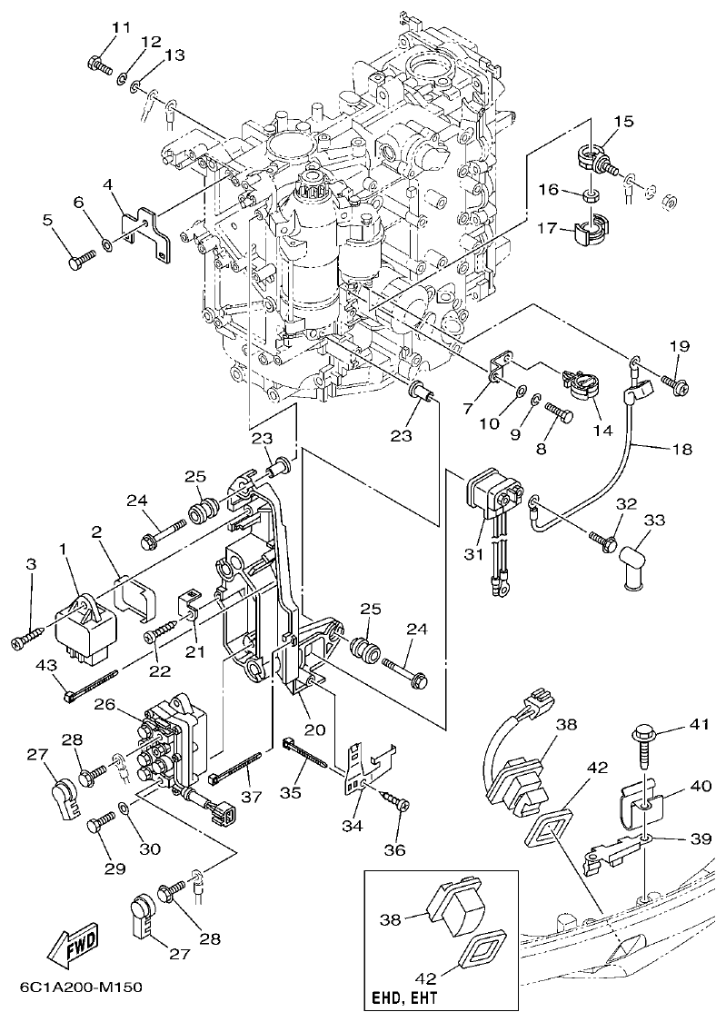 Yamaha F50HET, F60FET, F50HEHD, F60FEHT ELECTRICAL 2 parts diagram