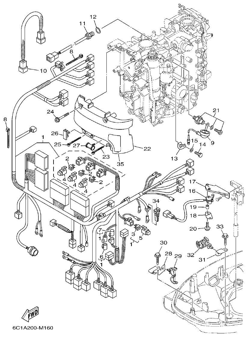 Yamaha F50HET, F60FET, F50HEHD, F60FEHT ELECTRICAL 3 parts diagram