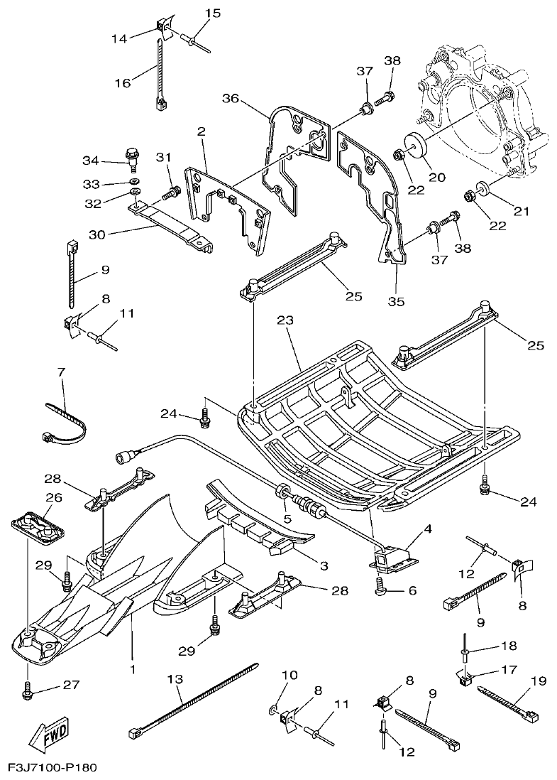 Yamaha F3J8 JET UNIT 4 parts diagram