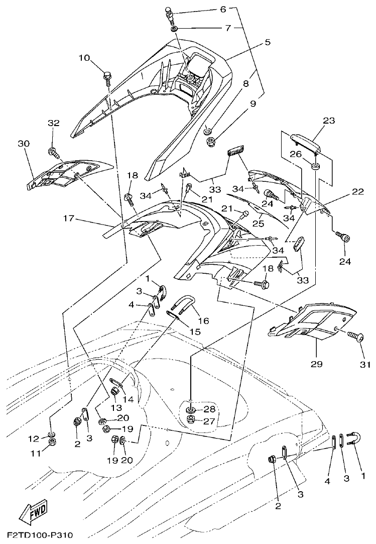 Yamaha F3J8 SEAT & UNDER LOCKER 2 parts diagram