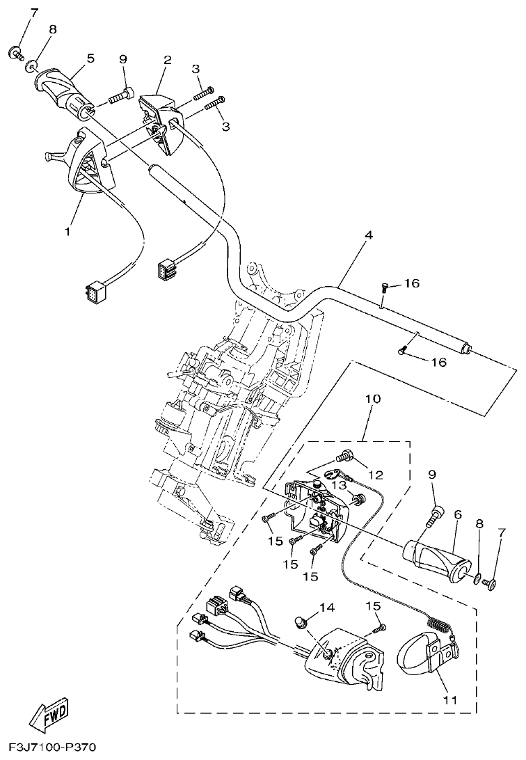 Yamaha F3J8 STEERING 1 parts diagram