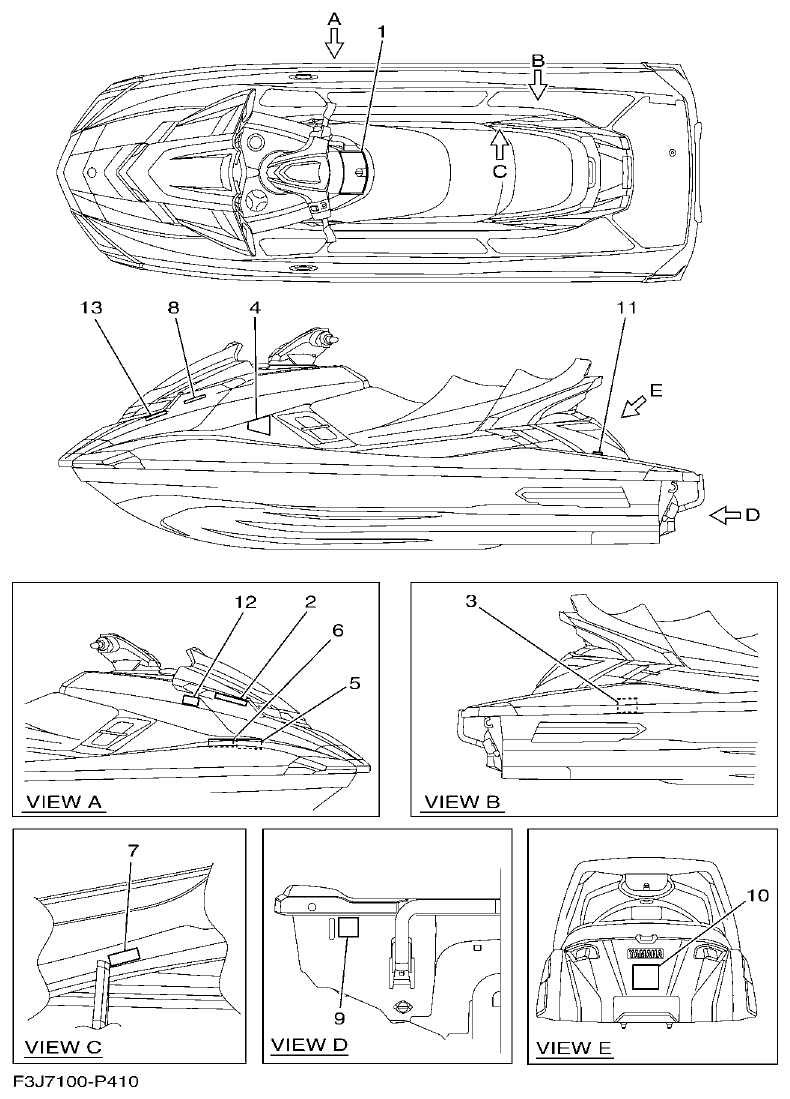 Yamaha F3J8 IMPORTANT LABELS parts diagram