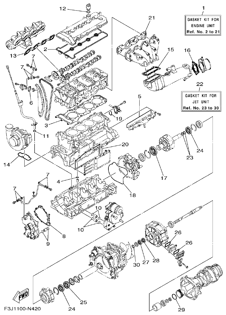Yamaha F3J8 REPAIR KIT 1 parts diagram