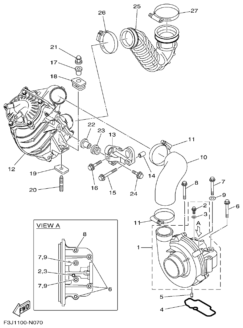 Yamaha F3J8 INTAKE 2 parts diagram