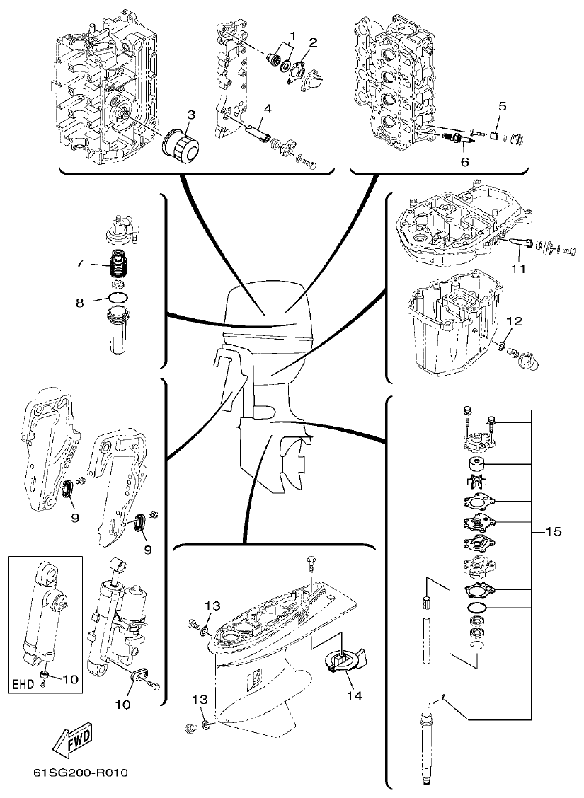 Yamaha FT50CET, FT50CEHD SCHEDULED SERVICE PARTS parts diagram
