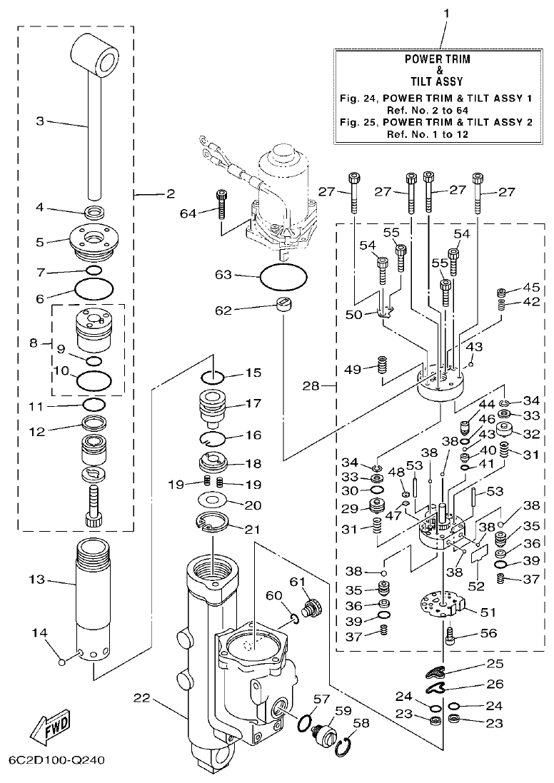 Yamaha FT50CET, FT50CEHD POWER TRIM & TILT ASSY 1 parts diagram