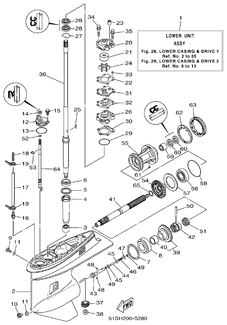 Yamaha FT50CET, FT50CEHD LOWER CASING & DRIVE 1 parts diagram
