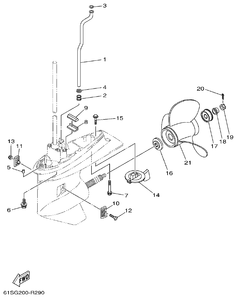 Yamaha FT50CET, FT50CEHD LOWER CASING & DRIVE 2 parts diagram