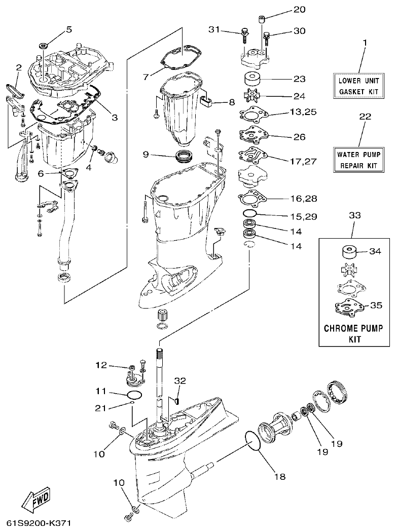 Yamaha FT50CET, FT50CEHD REPAIR KIT 3 parts diagram