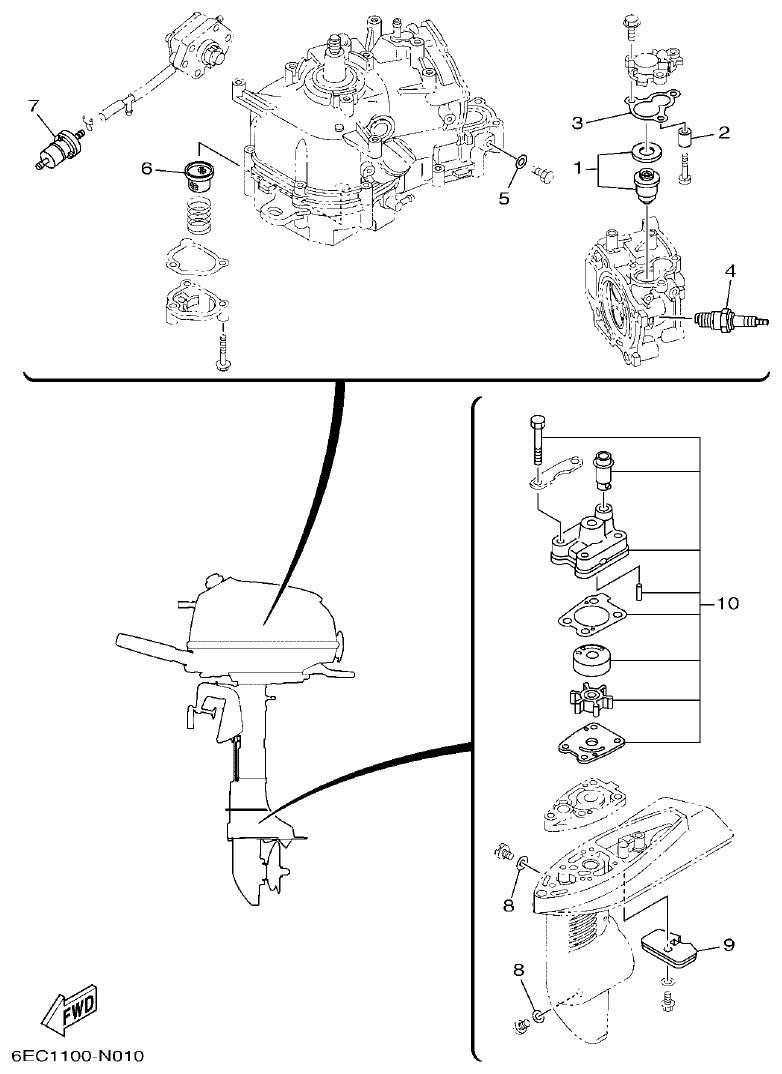 Yamaha F4BMH, F5AMH, F6CMH SCHEDULED SERVICE PARTS parts diagram