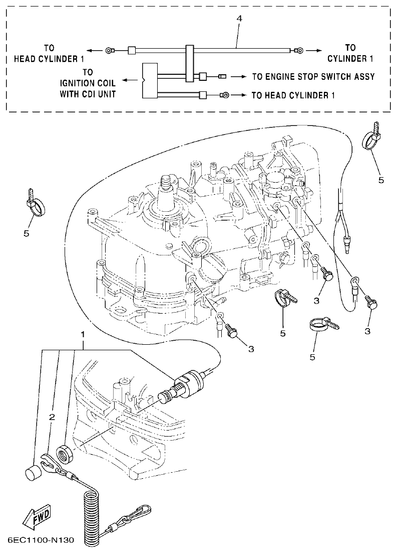 Yamaha F4BMH, F5AMH, F6CMH ELECTRICAL parts diagram