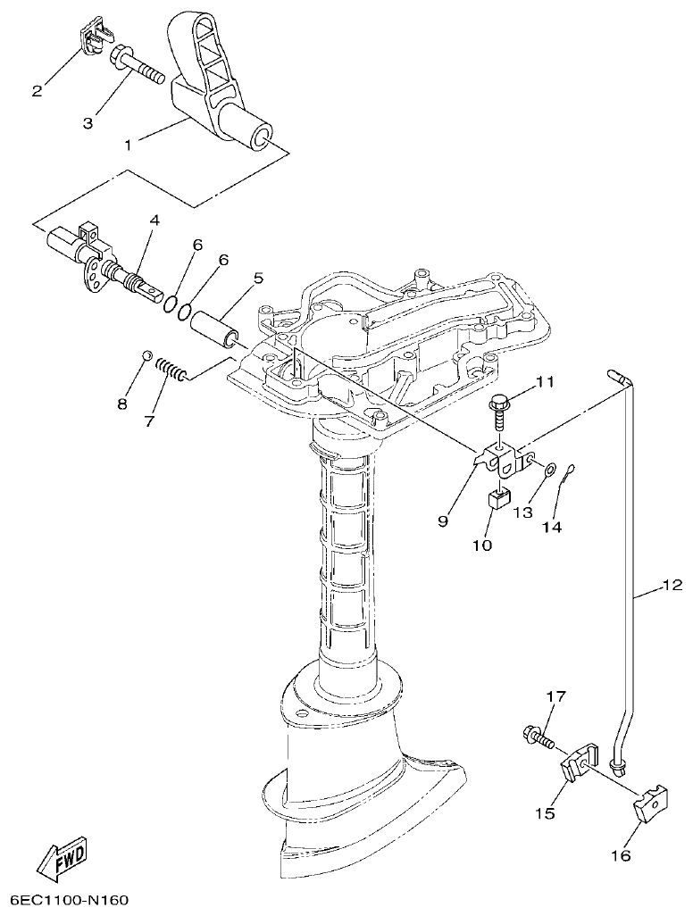 Yamaha F4BMH, F5AMH, F6CMH CONTROL parts diagram