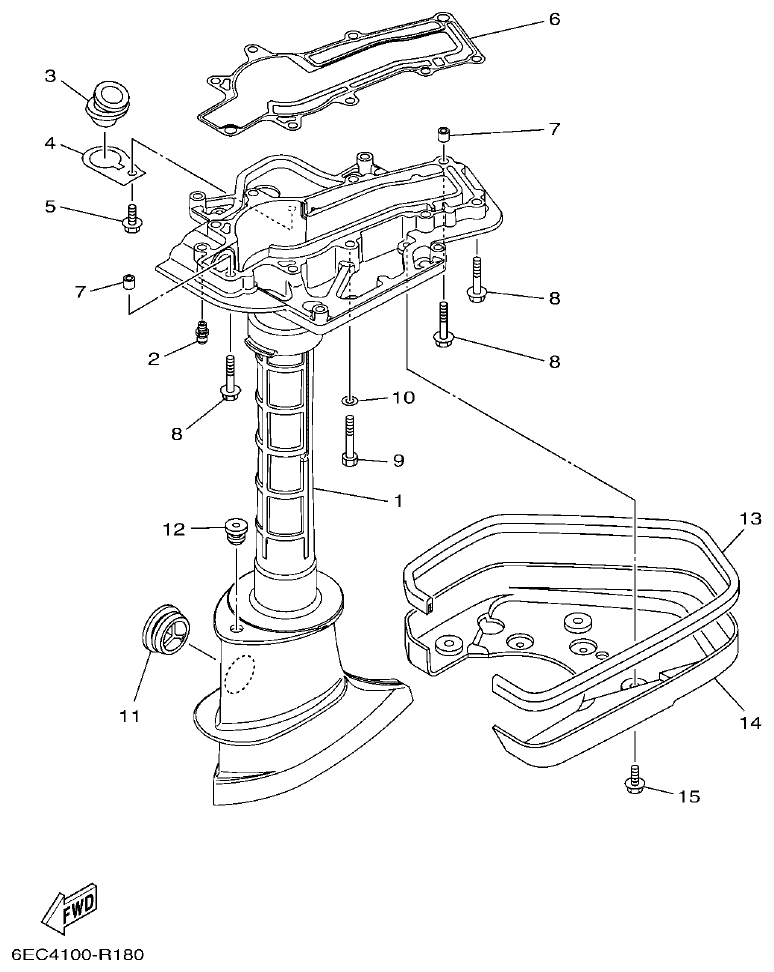 Yamaha F4BMH, F5AMH, F6CMH UPPER CASING parts diagram