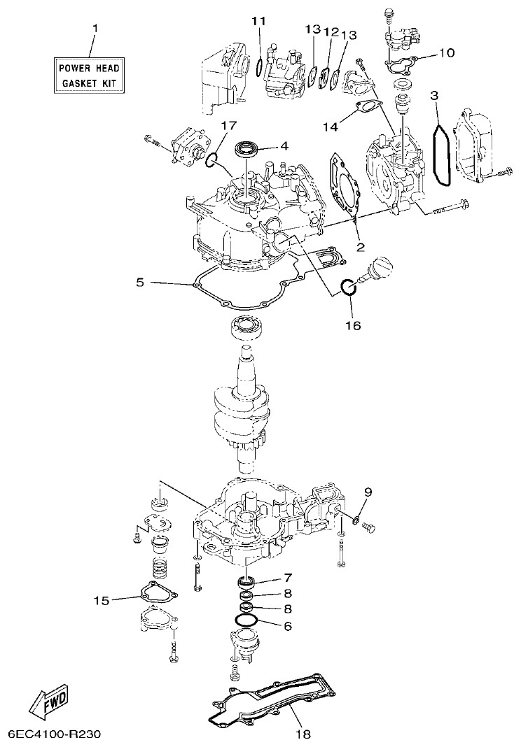 Yamaha F4BMH, F5AMH, F6CMH REPAIR KIT 1 parts diagram