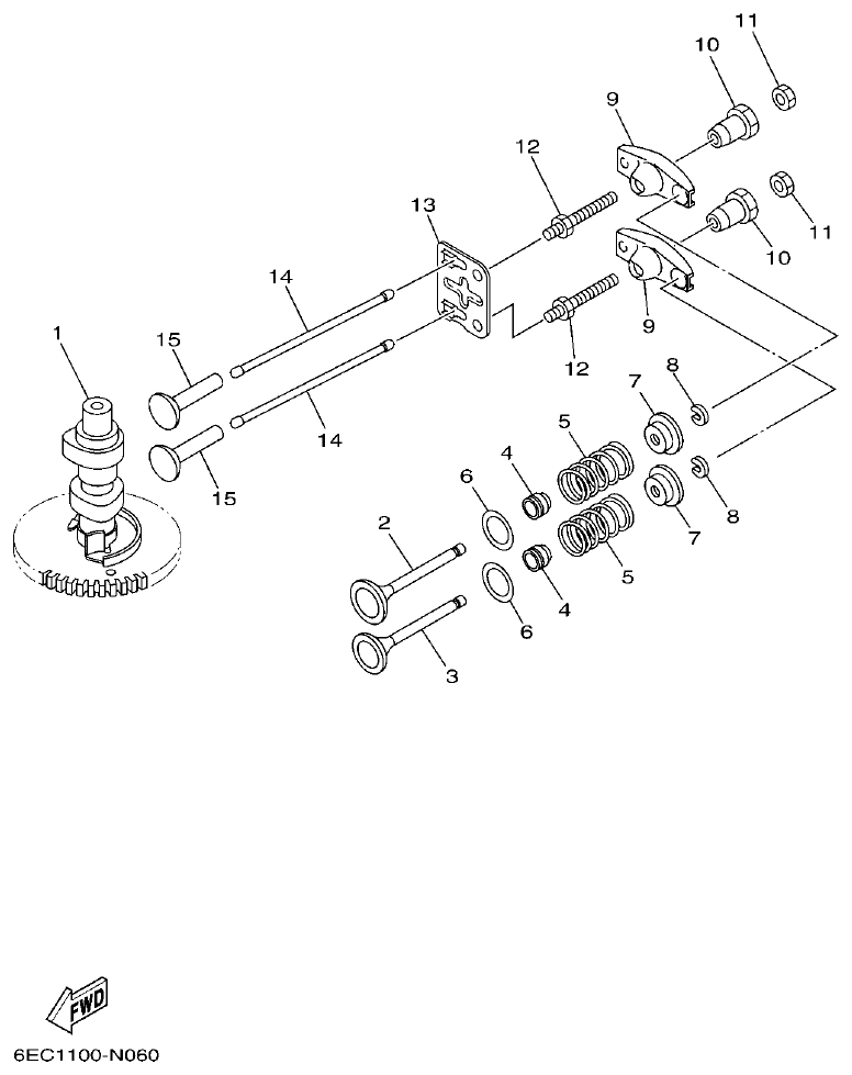 Yamaha F4BMH, F5AMH, F6CMH VALVE parts diagram