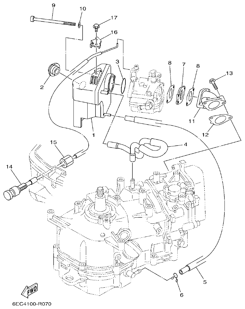Yamaha F4BMH, F5AMH, F6CMH INTAKE parts diagram