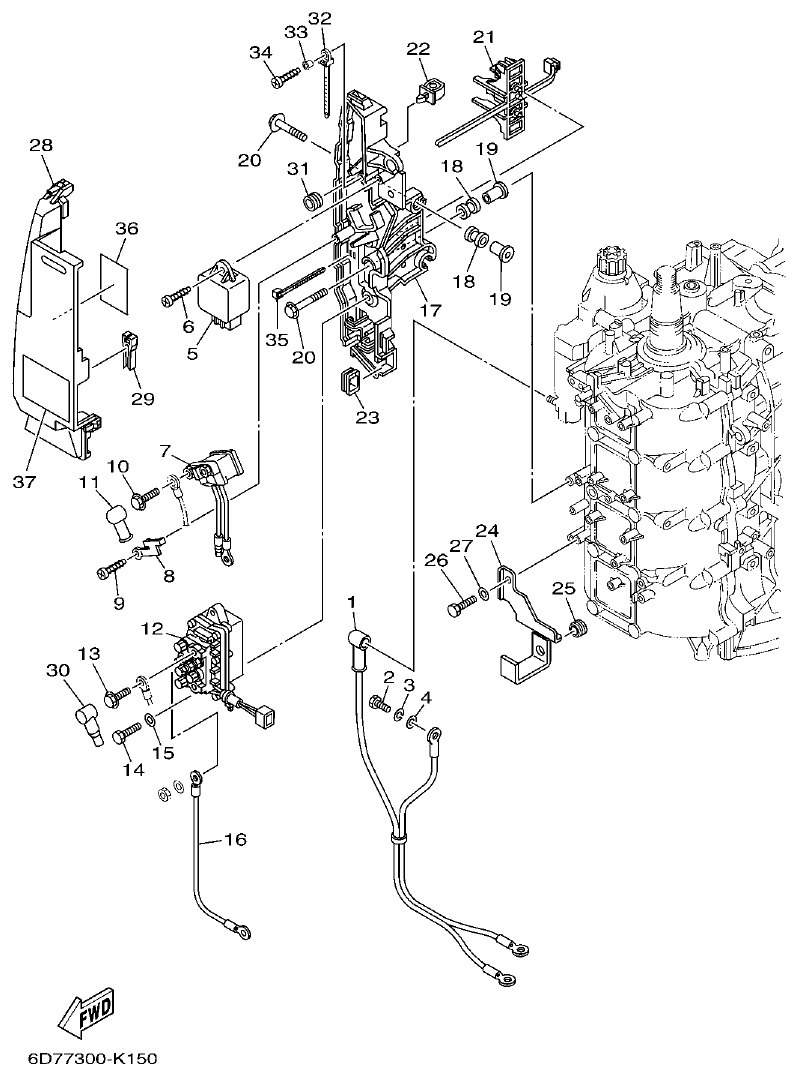 Yamaha F80BET, F100DET ELECTRICAL 2 parts diagram