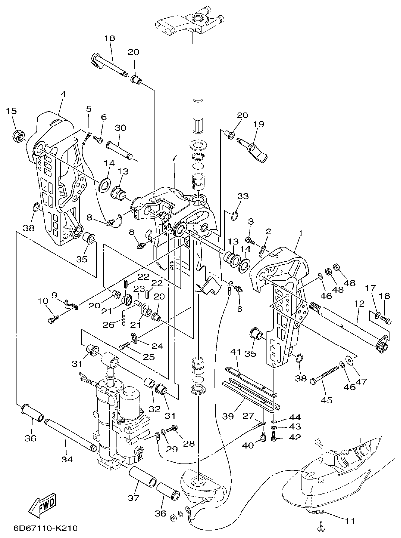 Yamaha F80BET, F100DET BRACKET 1 parts diagram