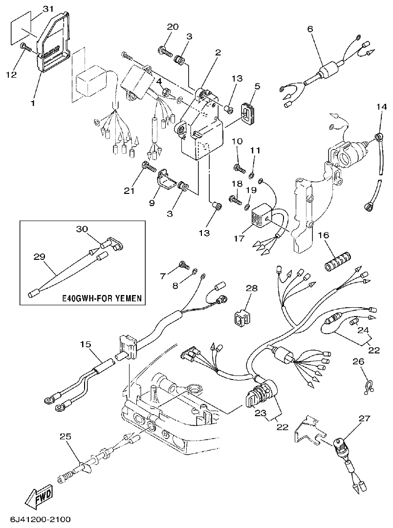 Yamaha 40G, 40J ELECTRICAL 2 parts diagram