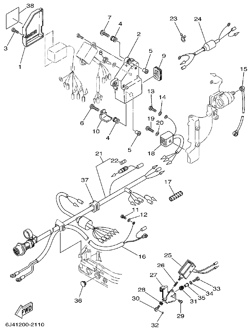 Yamaha 40G, 40J ELECTRICAL 3 parts diagram
