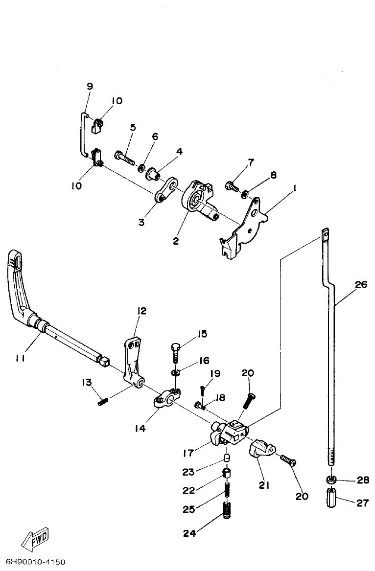 Yamaha 40G, 40J CONTROL 1 parts diagram