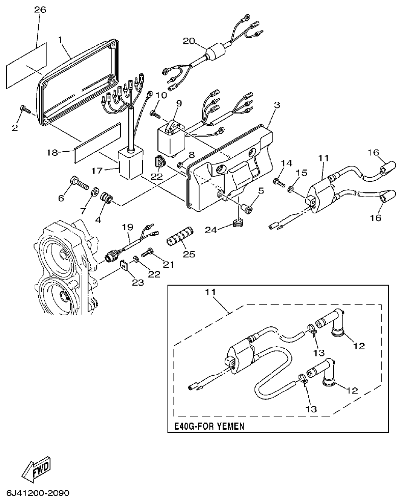 Yamaha 40G, 40J ELECTRICAL 1 parts diagram