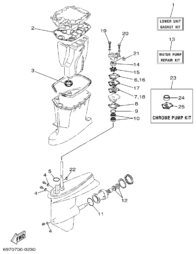 Yamaha E48C, E55C, 55B, E48CMH, E55CMH REPAIR KIT 2 parts diagram