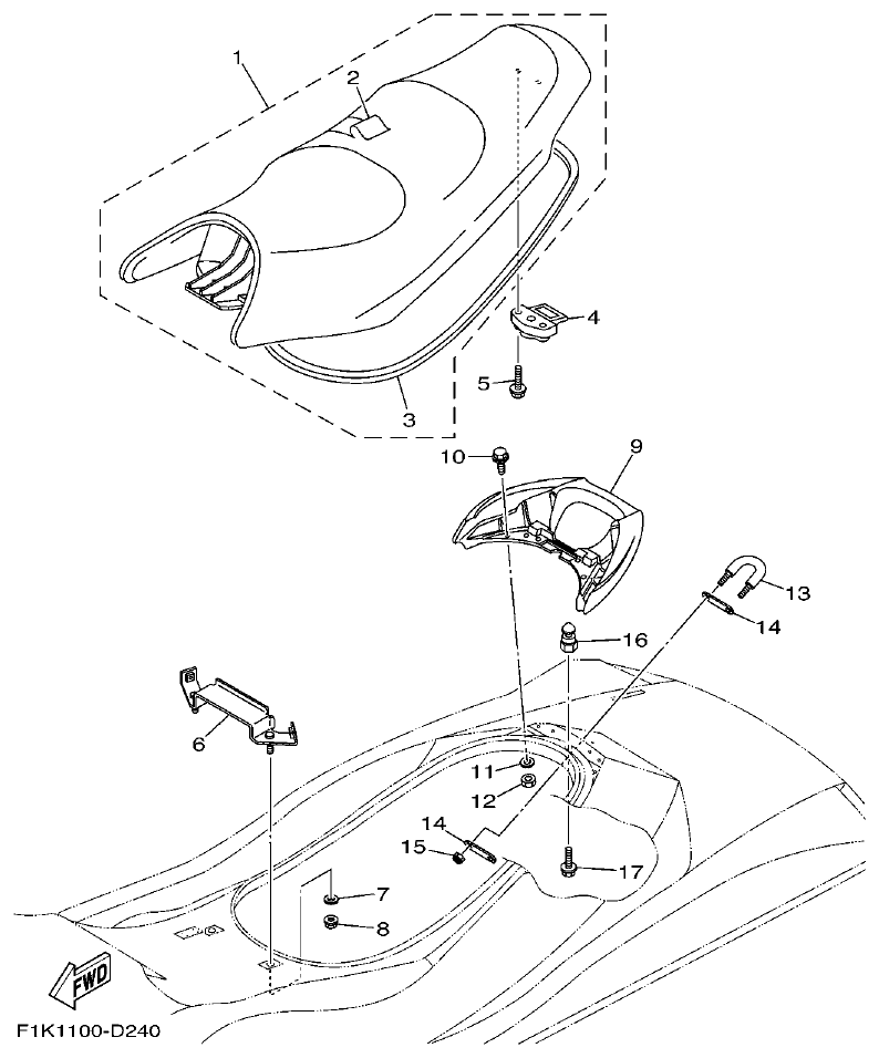 Yamaha F1KC SEAT & UNDER LOCKER parts diagram