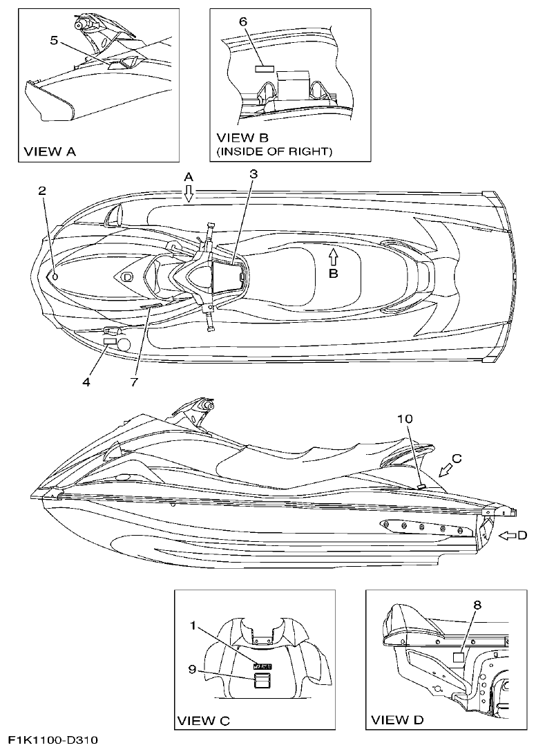 Yamaha F1KC IMPORTANT LABELS parts diagram