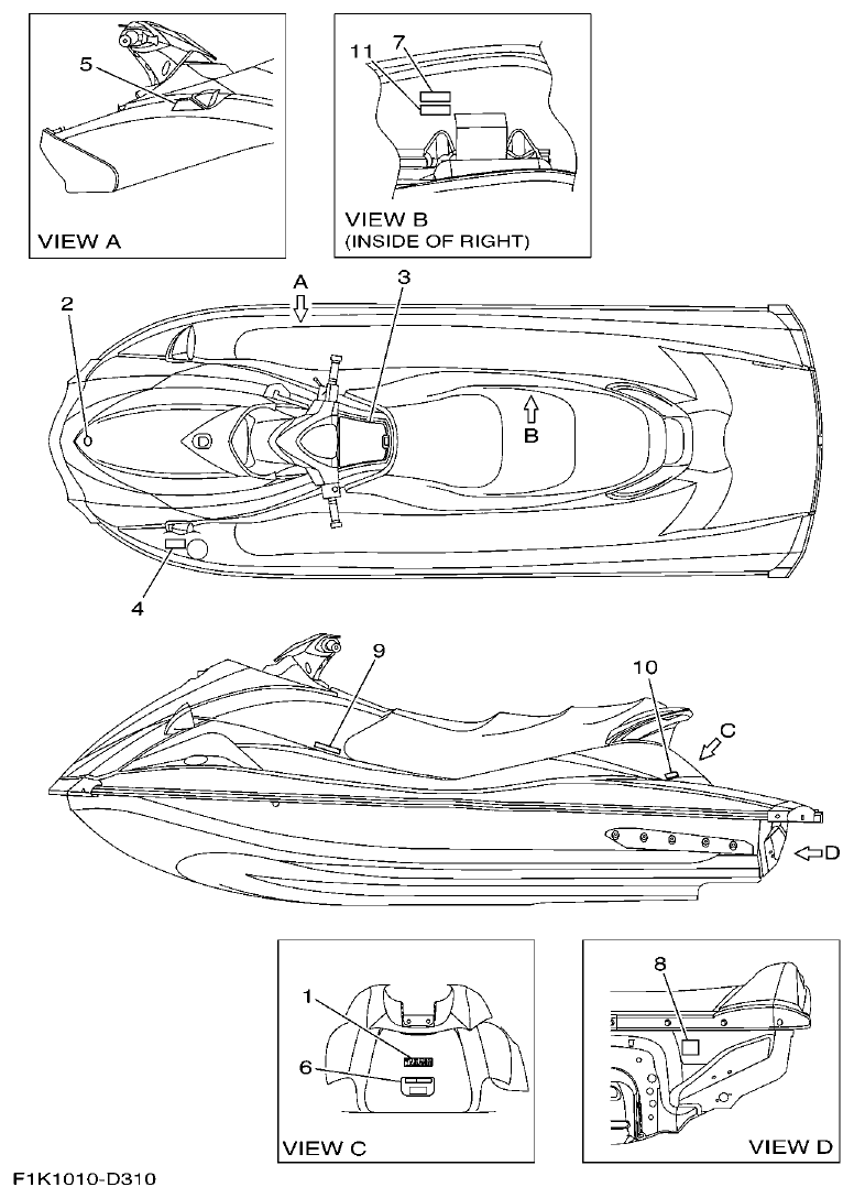 Yamaha F1KC IMPORTANT LABELS 3 parts diagram
