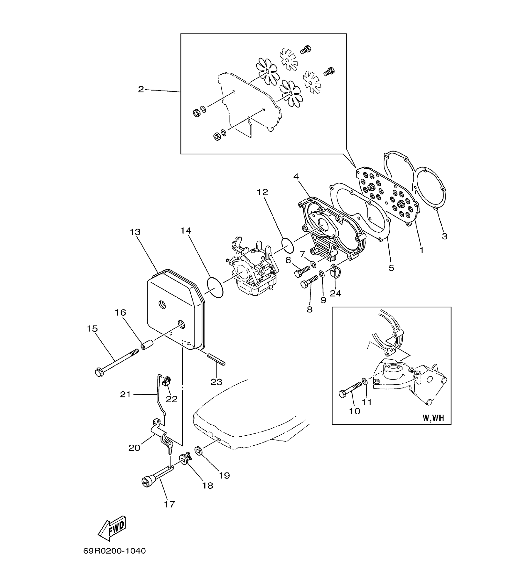 Yamaha E25B / E30H 2002 outboard parts & diagrams – section 4 INTAKE parts diagram