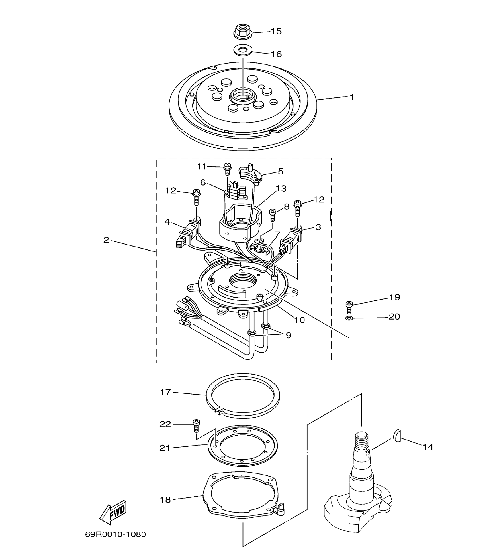 Yamaha E25B / E30H 2002 outboard parts & diagrams – section 8 GENERATOR parts diagram
