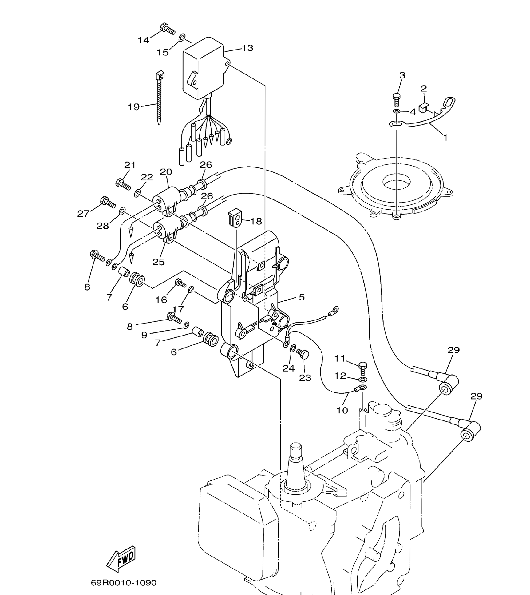 Yamaha E25B / E30H 2002 outboard parts & diagrams – section 9 ELECTRICAL 1 parts diagram