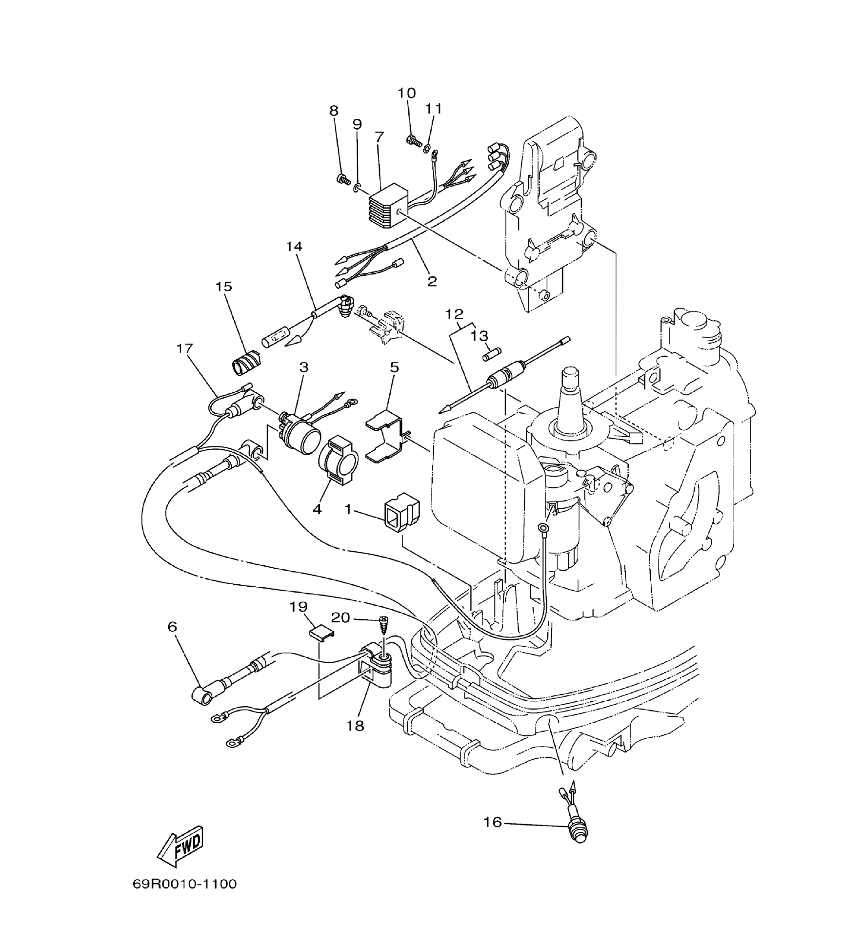 Yamaha E25B / E30H 2002 outboard parts & diagrams – section 10 ELECTRICAL 2 parts diagram