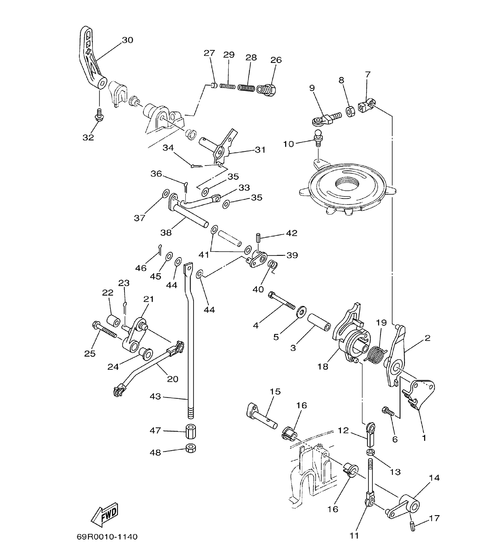 Yamaha E25B / E30H 2002 outboard parts & diagrams – section 15 CONTROL parts diagram