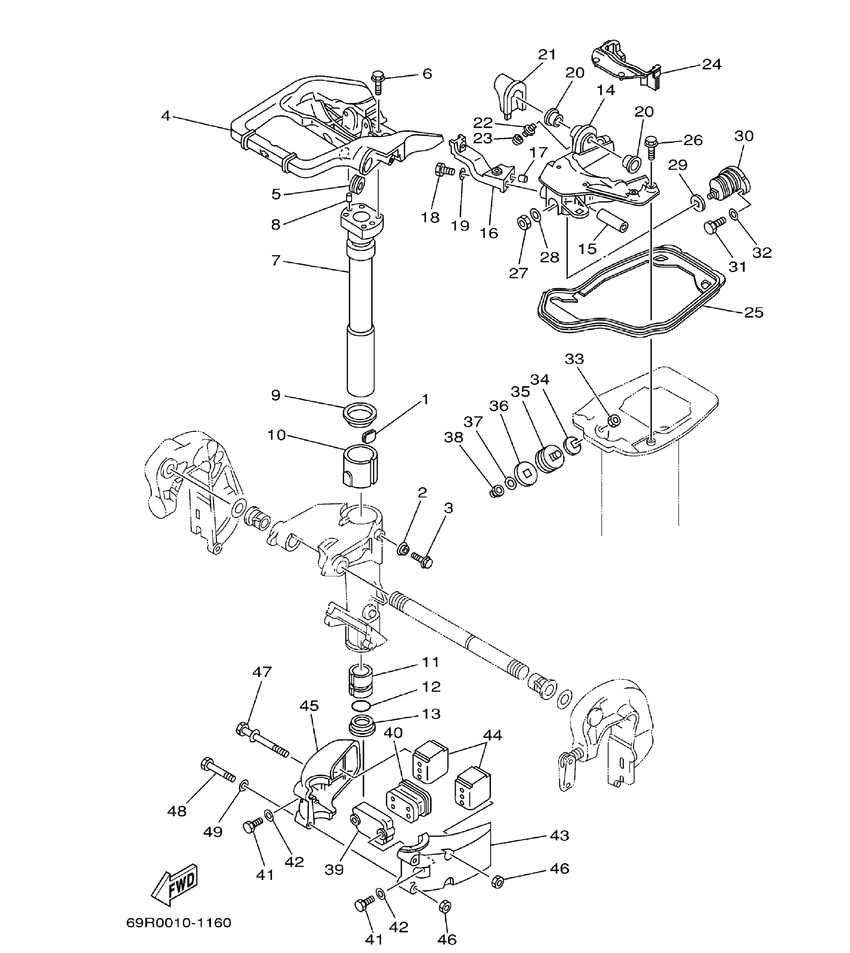 Yamaha E25B / E30H 2002 outboard parts & diagrams – section 18 BRACKET parts diagram