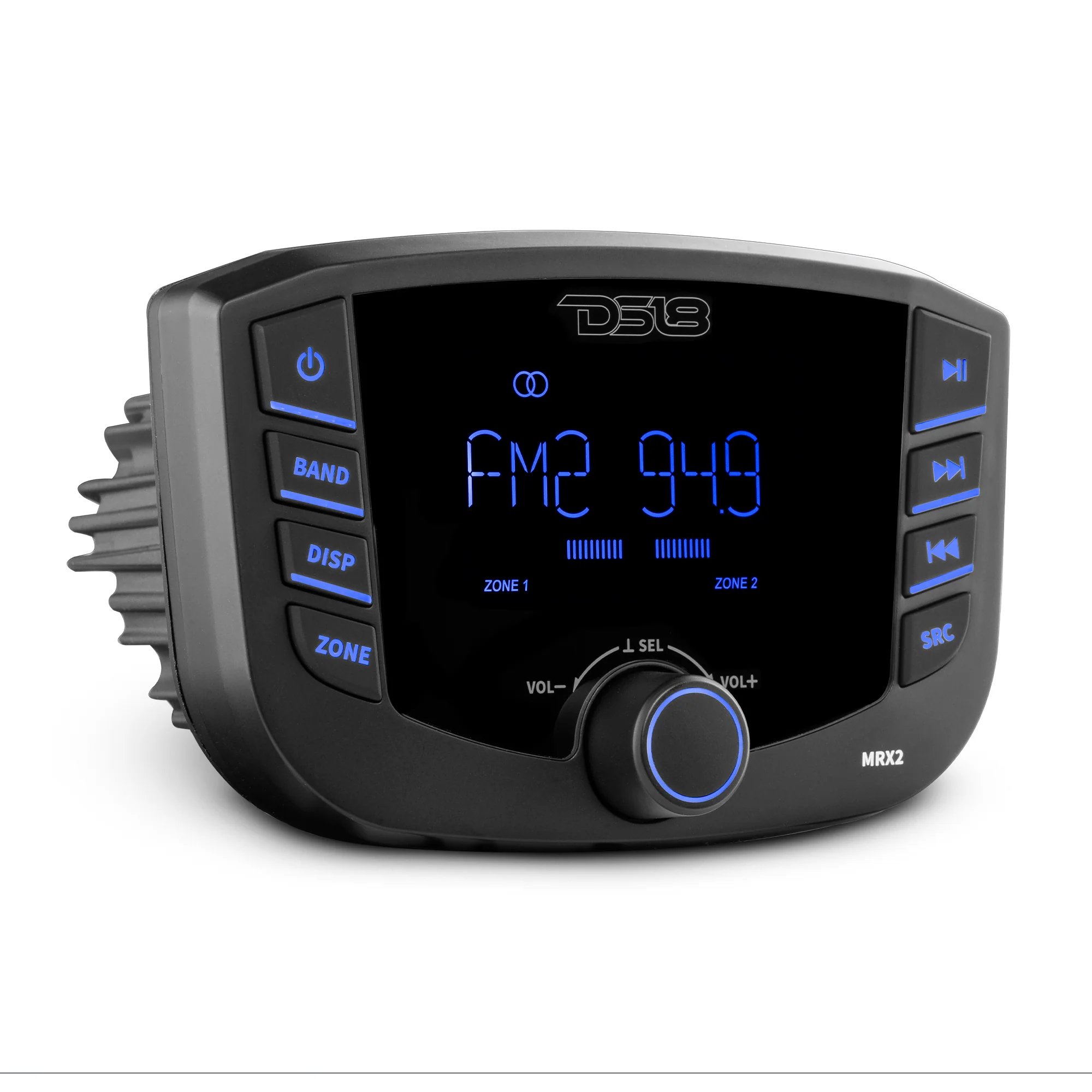 mrx2 m arine and Powersports Headunit 3" LCD screen , 2 Zones, 4 volts Output, BT, RDS 4X40 Watts