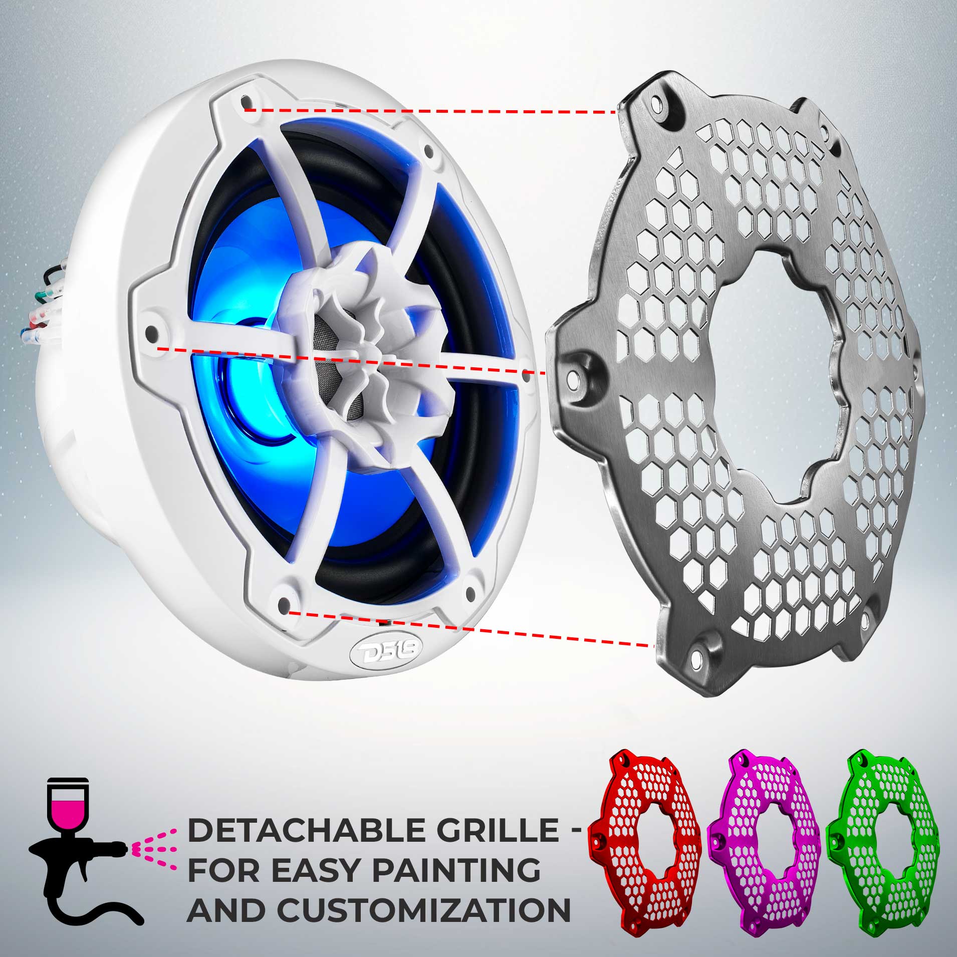 nxl-6m/wh NXL 6.5" 2-Way Coaxial Marine Speaker With LED RGB Navigation Lights 100 Watts Rms 4-Ohm -White thumbnail 2